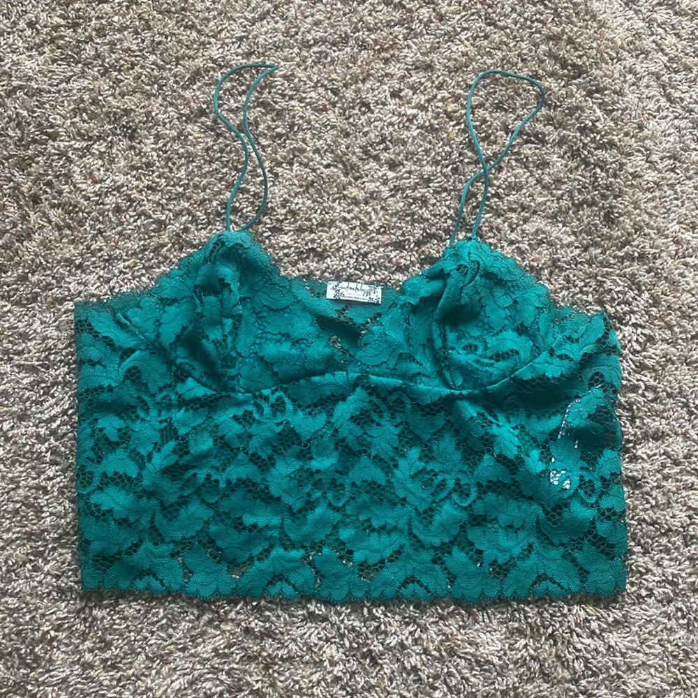 Teal Lace Lingerie Crop Top Cami